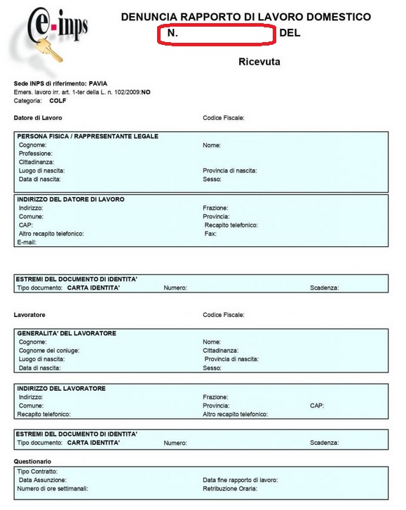 Denuncia Rapporto Di Lavoro Domestico